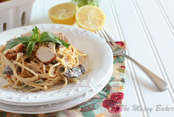 Creamy Parmesan Pasta with Chicken & Mushrooms {www.themessybakerblog.com}-6222