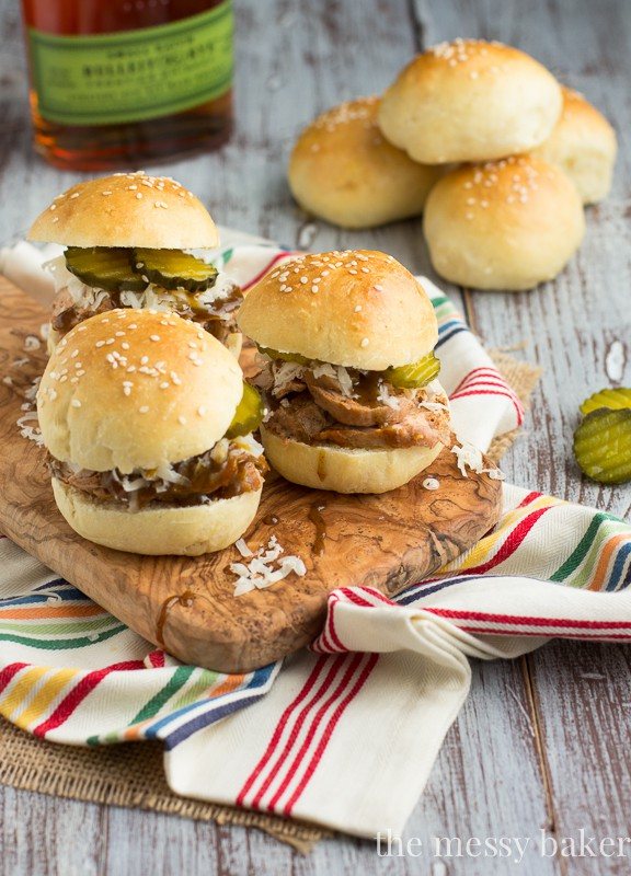 Easy Cuban Pork Sliders with Mustard Bourbon Glaze Recipe | www.themessybakerblog.com