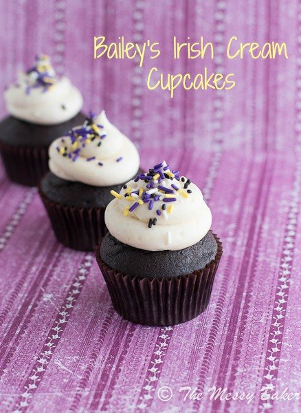 Dark Chocolate Bailey’s Irish Cream Cupcakes