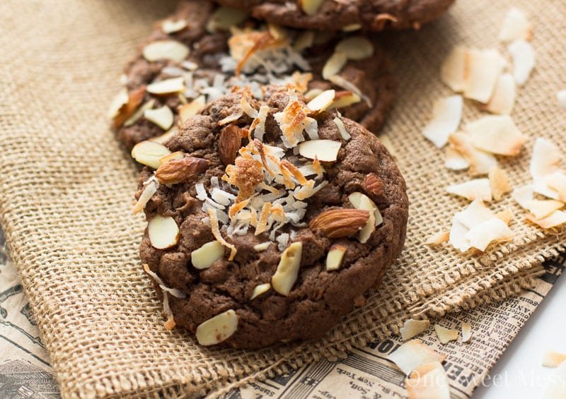 Double Chocolate Almond Joy Cookies