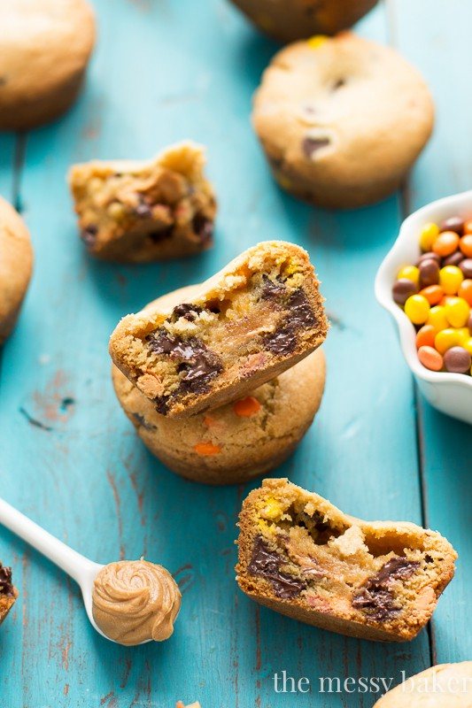 Peanut Butter Stuffed Chocolate Chip Cookie Cups