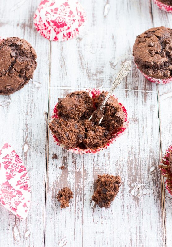 Double Chocolate Chip Muffins | www.themessybakerblog.com