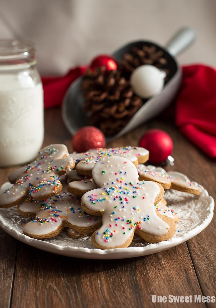 Glazed Gingerbread Men: These warm, spicy cookies are easy to make and eat! They get dipped in a sweet, creamy glaze and topped with festive sprinkles.
