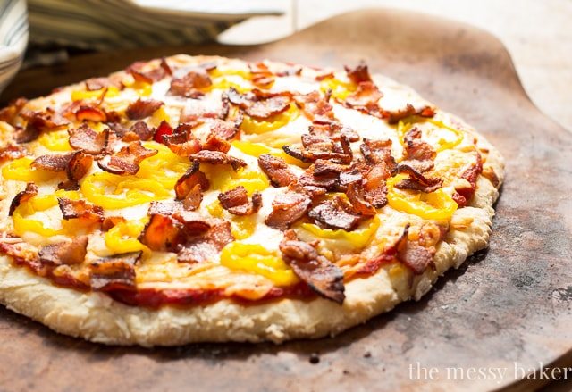 Gluten-Free Bacon Banana Pepper Pizza | www.themessybakerblog.com
