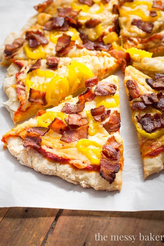 Gluten-Free Bacon Banana Pepper Pizza | www.themessybakerblog.com