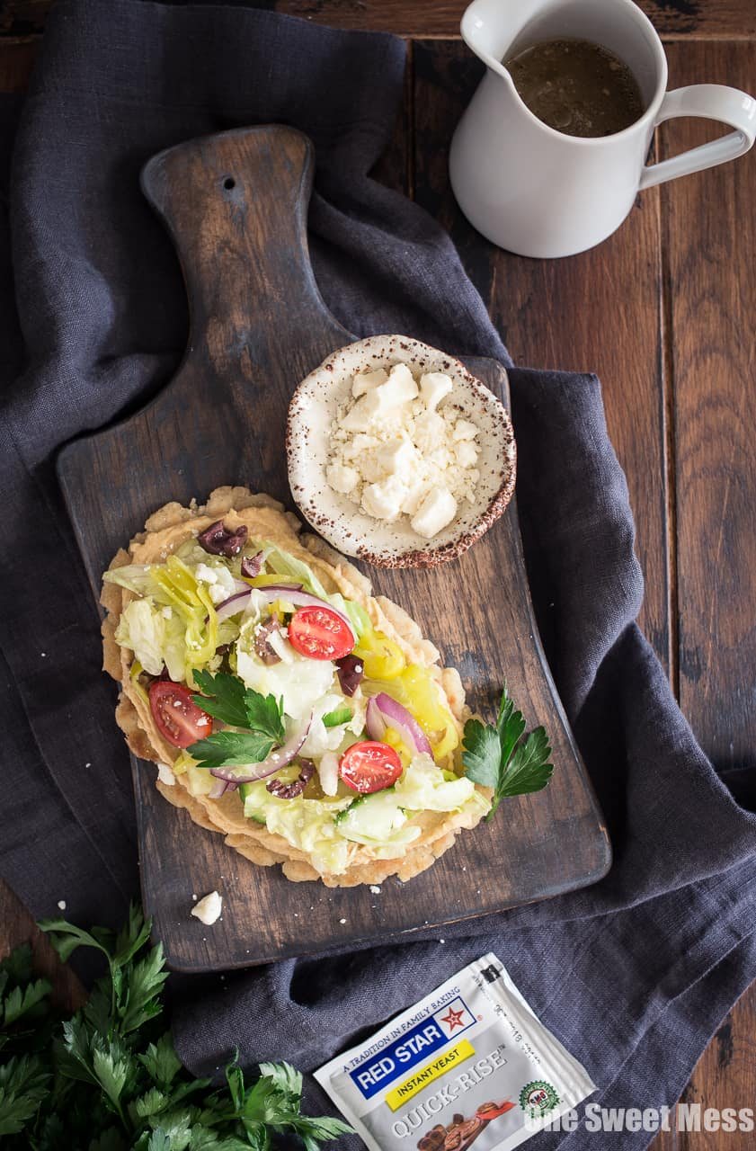 Gluten-Free Greek Salad Naan Pizza