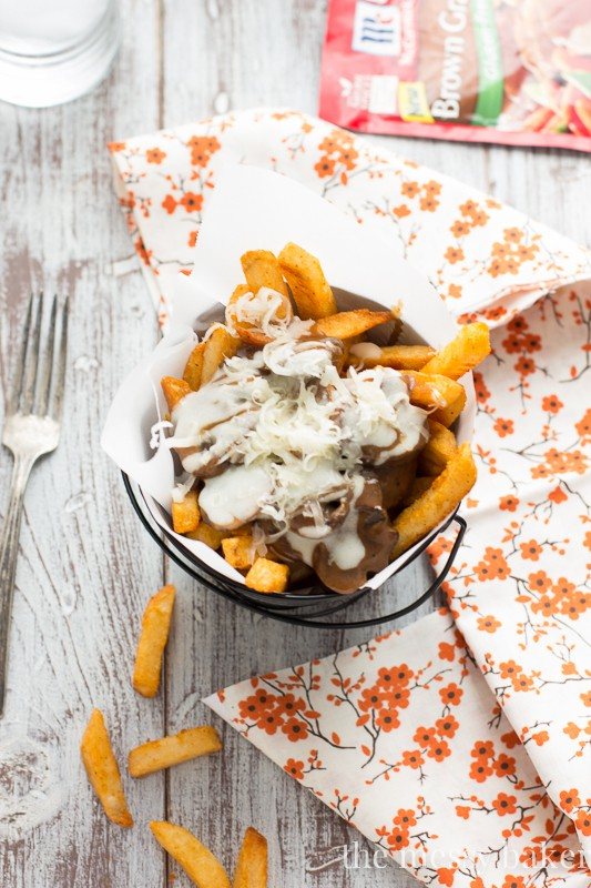 Gluten-Free Mushroom Swiss Poutine | www.themessybakerblog.com