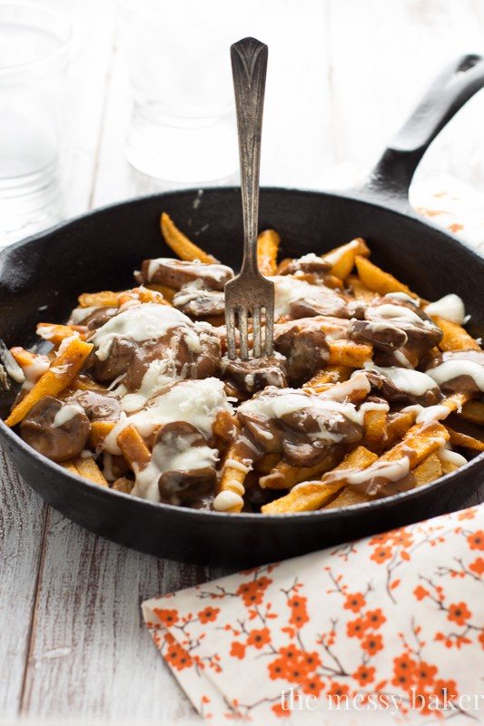 Gluten-Free Mushroom Swiss Poutine | www.themessybakerblog.com