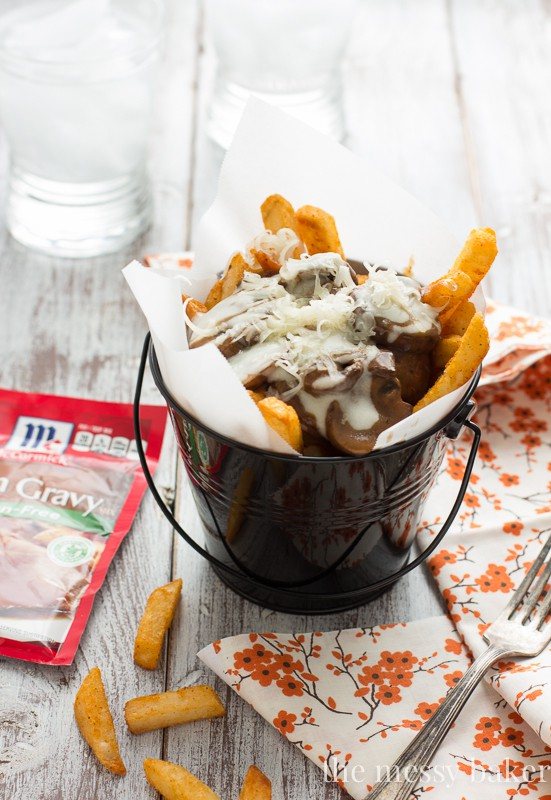 Gluten-Free Mushroom Swiss Poutine | www.themessybakerblog.com