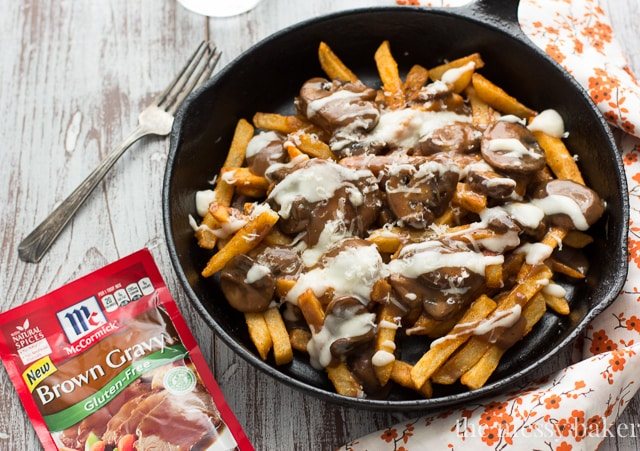 Gluten-Free Mushroom Swiss Poutine | www.themessybakerblog.com