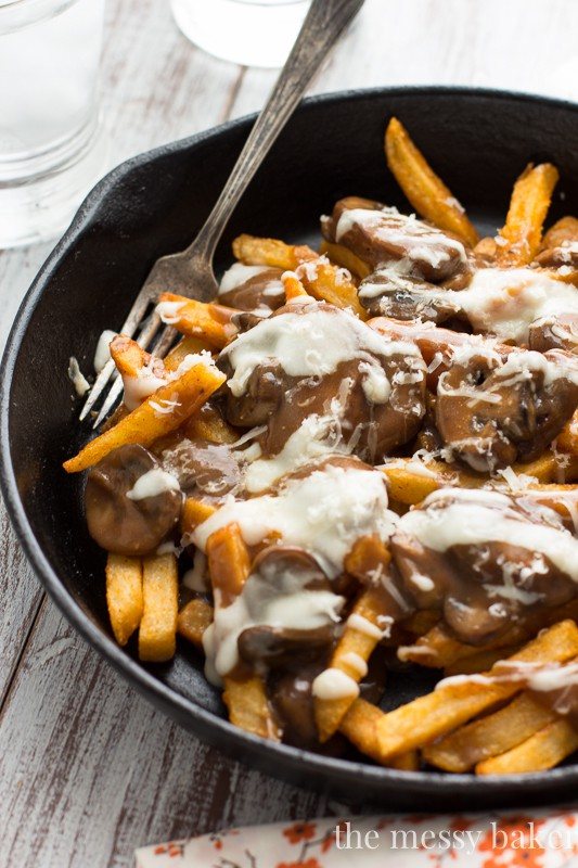 Gluten-Free Mushroom Swiss Poutine | www.themessybakerblog.com