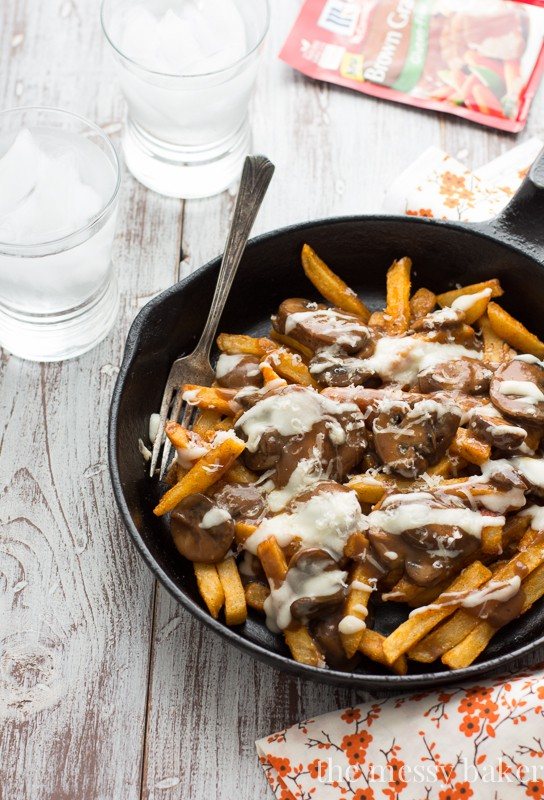 Gluten-Free Mushroom Swiss Poutine | www.themessybakerblog.com