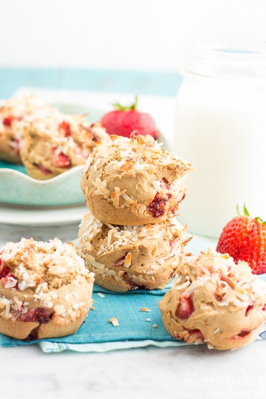 Gluten-Free Strawberry-Coconut Muffins | www.themessybakerblog.com