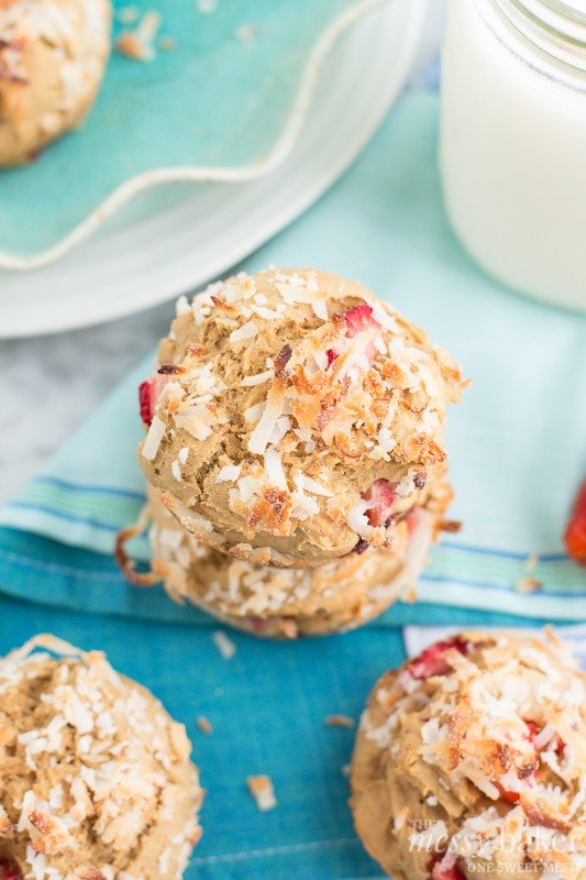 Gluten-Free Strawberry-Coconut Muffins | www.themessybakerblog.com