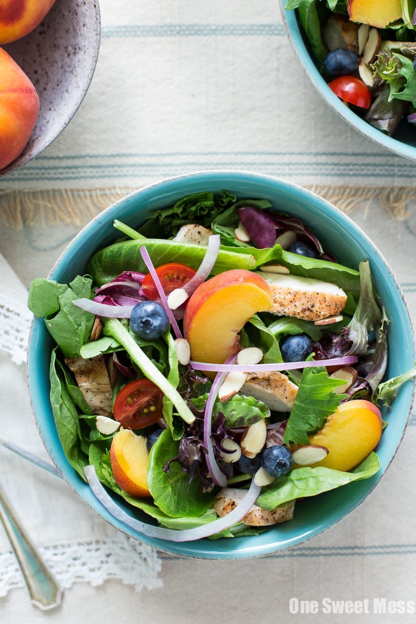 Grilled Chicken & Peach Salad with Honey Peach Vinaigrette