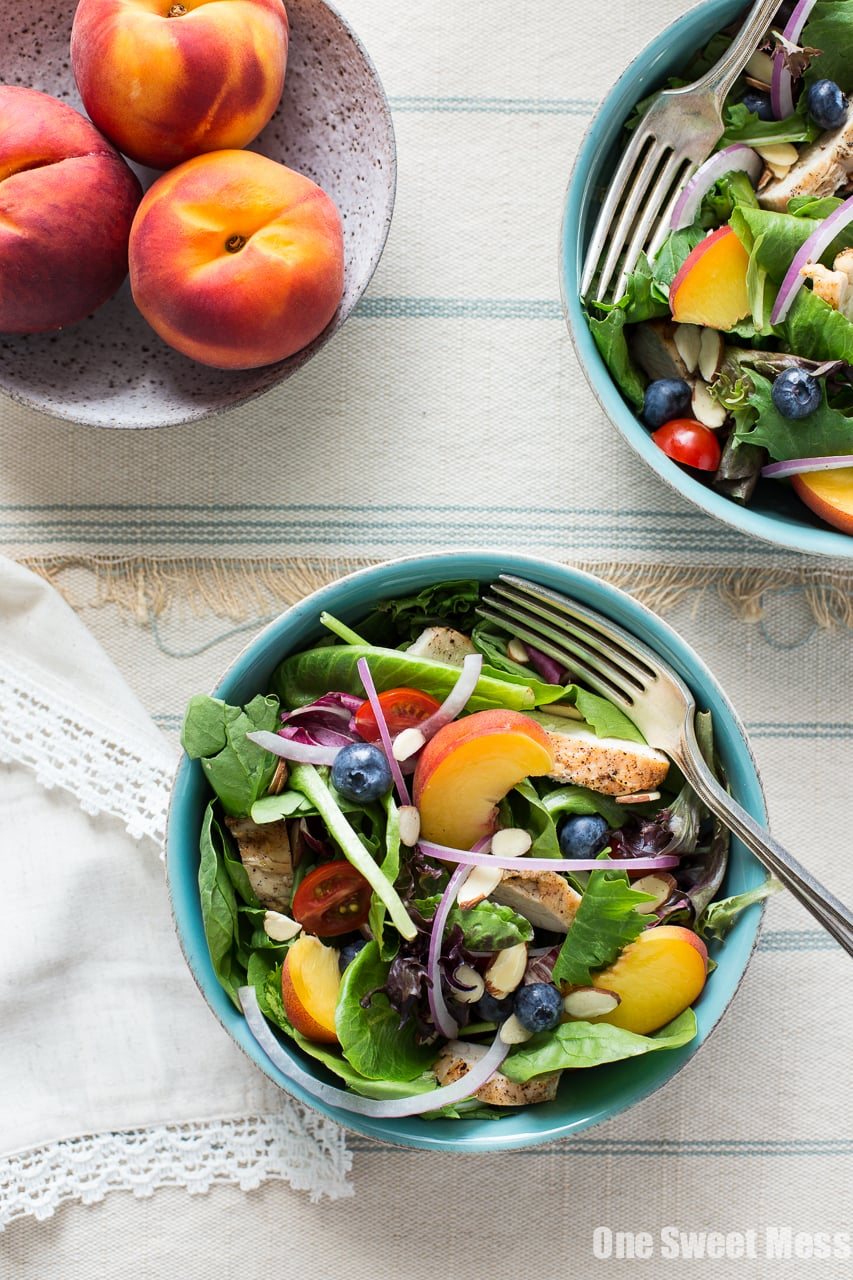 Grilled Chicken & Peach Salad with Honey Peach Vinaigrette