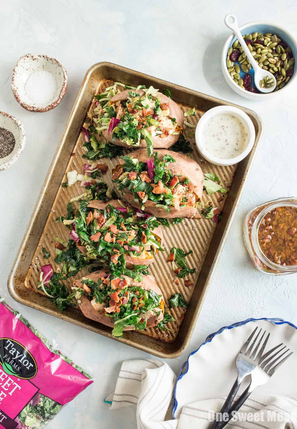 Grilled Chicken & Sweet Kale Salad Stuffed Sweet Potatoes