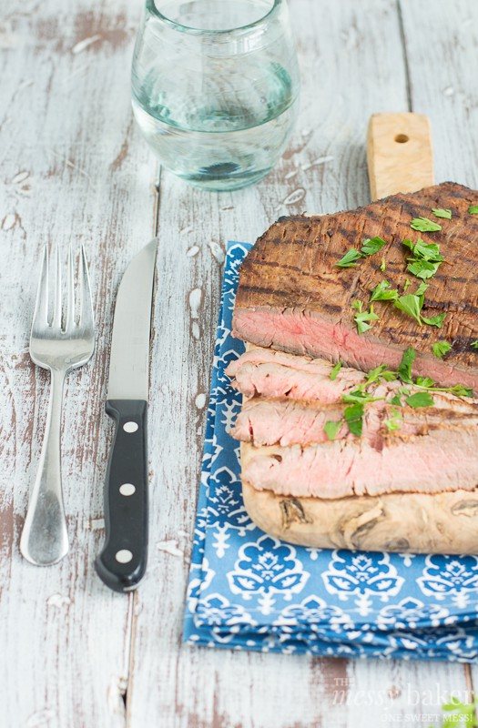 Grilled Tequila Chipotle Flank Steak | www.themessybakerblog.com