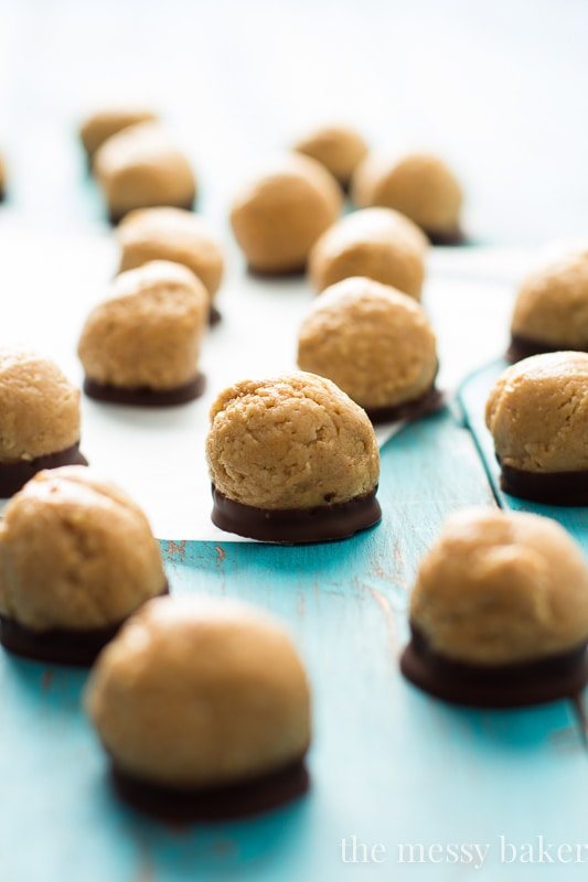 Healthy Peanut Butter Buckeyes | www.themessybakerblog.com