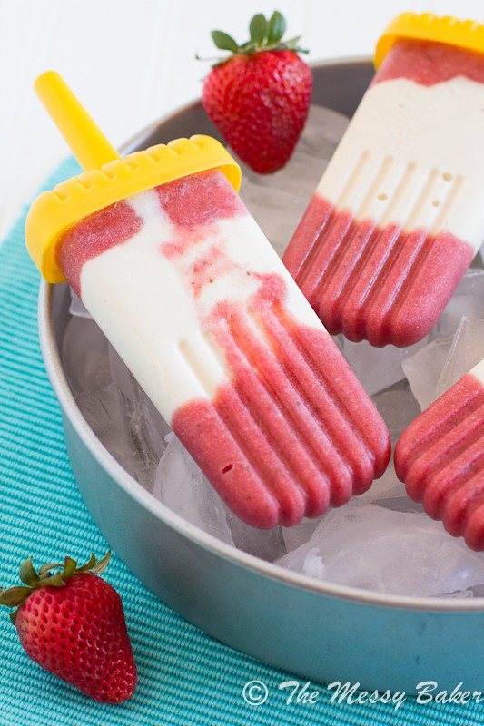Healthy Strawberry-Pineapple Cheesecake Popsicles