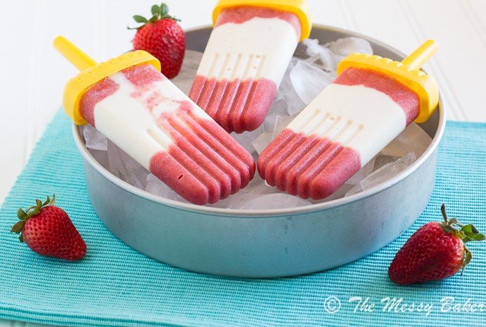 Strawberry Pineapple Cheesecake Popsicles | www.themessybakerblog.com-7397