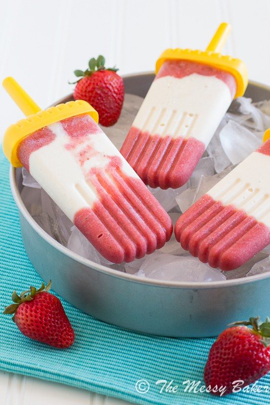 Strawberry Pineapple Cheesecake Popsicles | www.themessybakerblog.com-7401