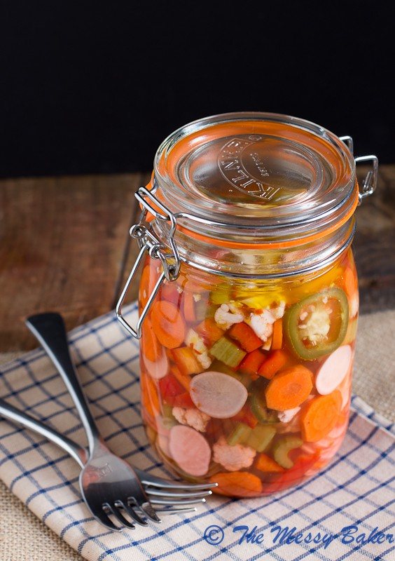 Hot & Spicy Giardiniera | www.themessybakerblog.com -7776