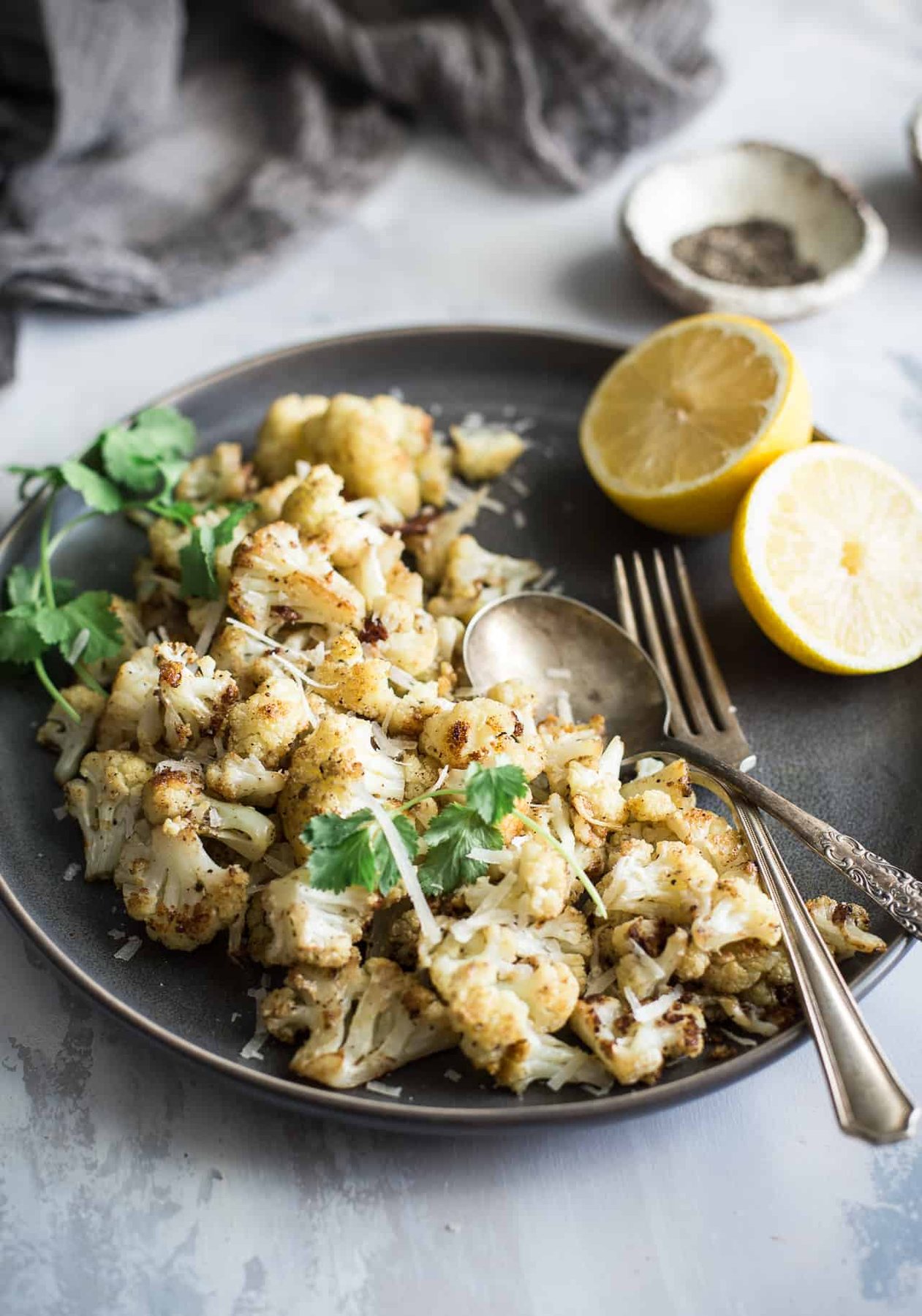 Lemon Pepper Parmesan Roasted Cauliflower
