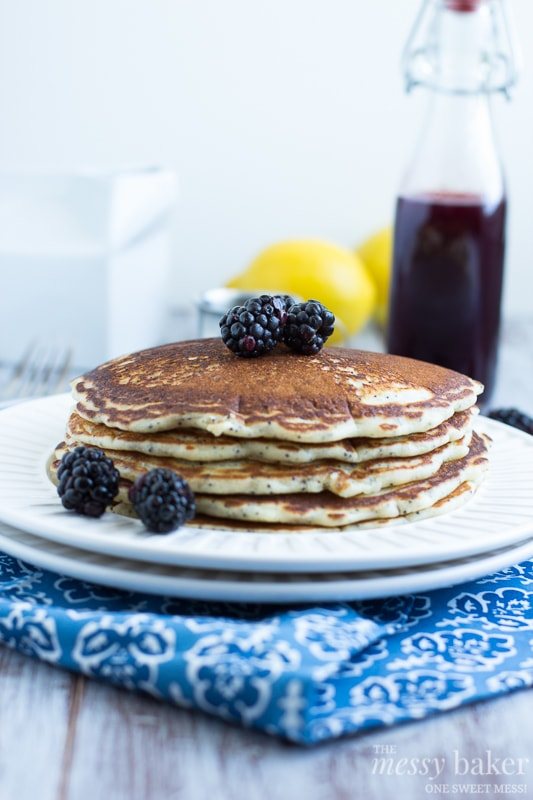 Lemon Poppy Seed Pancakes with Blackberry Maple Syrup