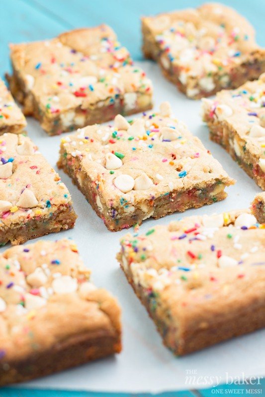 Malted Milk Funfetti Blondies | www.themessybakerblog.com
