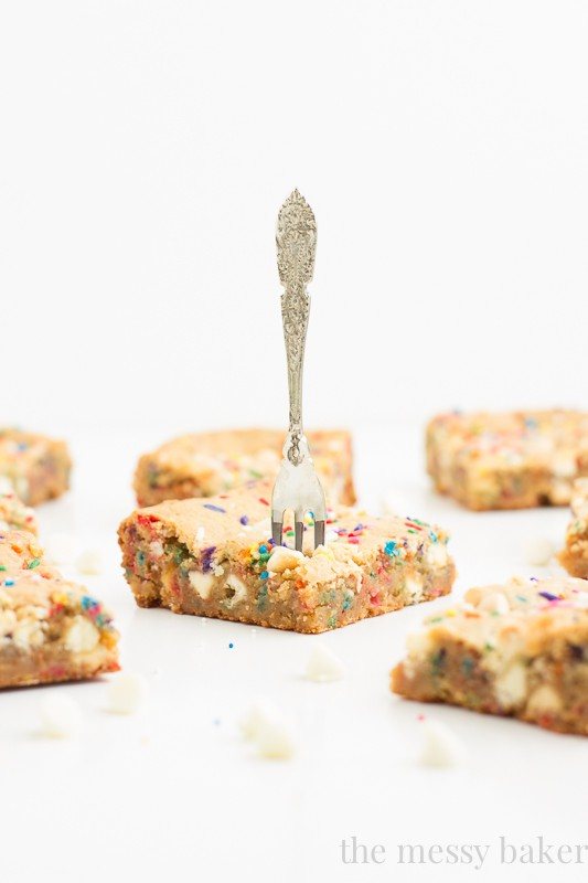 Malted Milk Funfetti Blondies | www.themessybakerblog.com