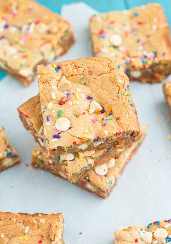 Malted Milk Funfetti Blondies | www.themessybakerblog.com