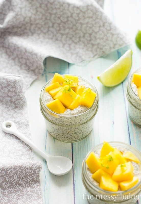 Mango Chia Seed Pudding topped with Honeyed Mangoes