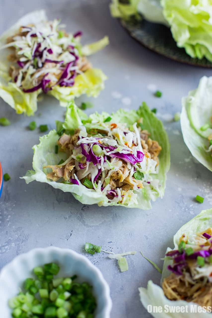 Gluten-Free Maple Mustard Pulled Chicken Lettuce Wraps