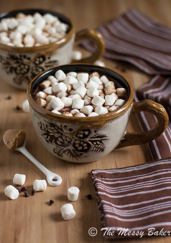 Milk Chocolate Peanut Butter Hot Chocolate | www.themessybakerblog.com -8637