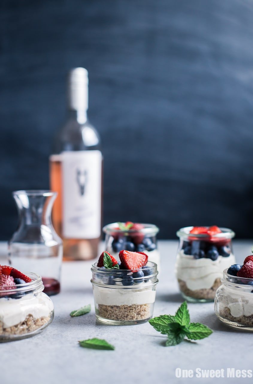 No-Bake Lemon Cheesecake with Rosé Glazed Berries