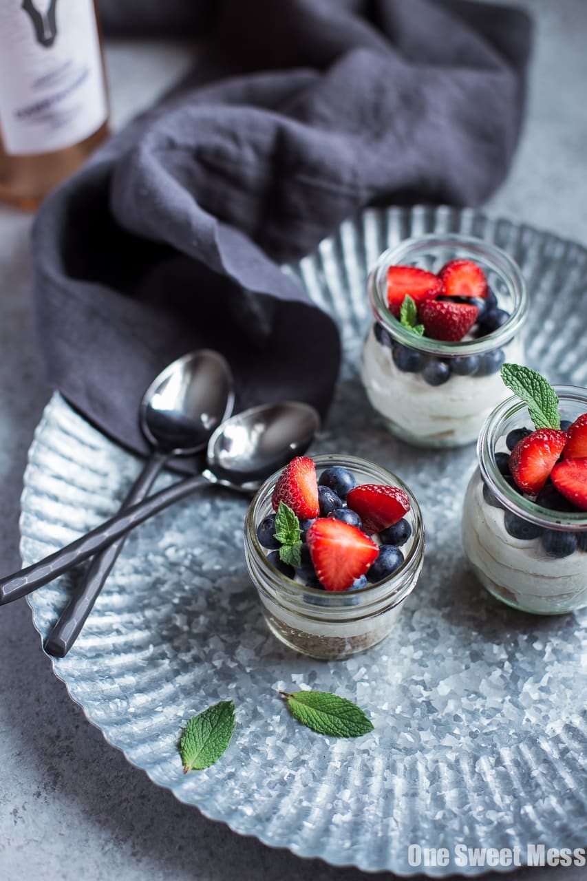 No-Bake Lemon Cheesecake with Rosé Glazed Berries