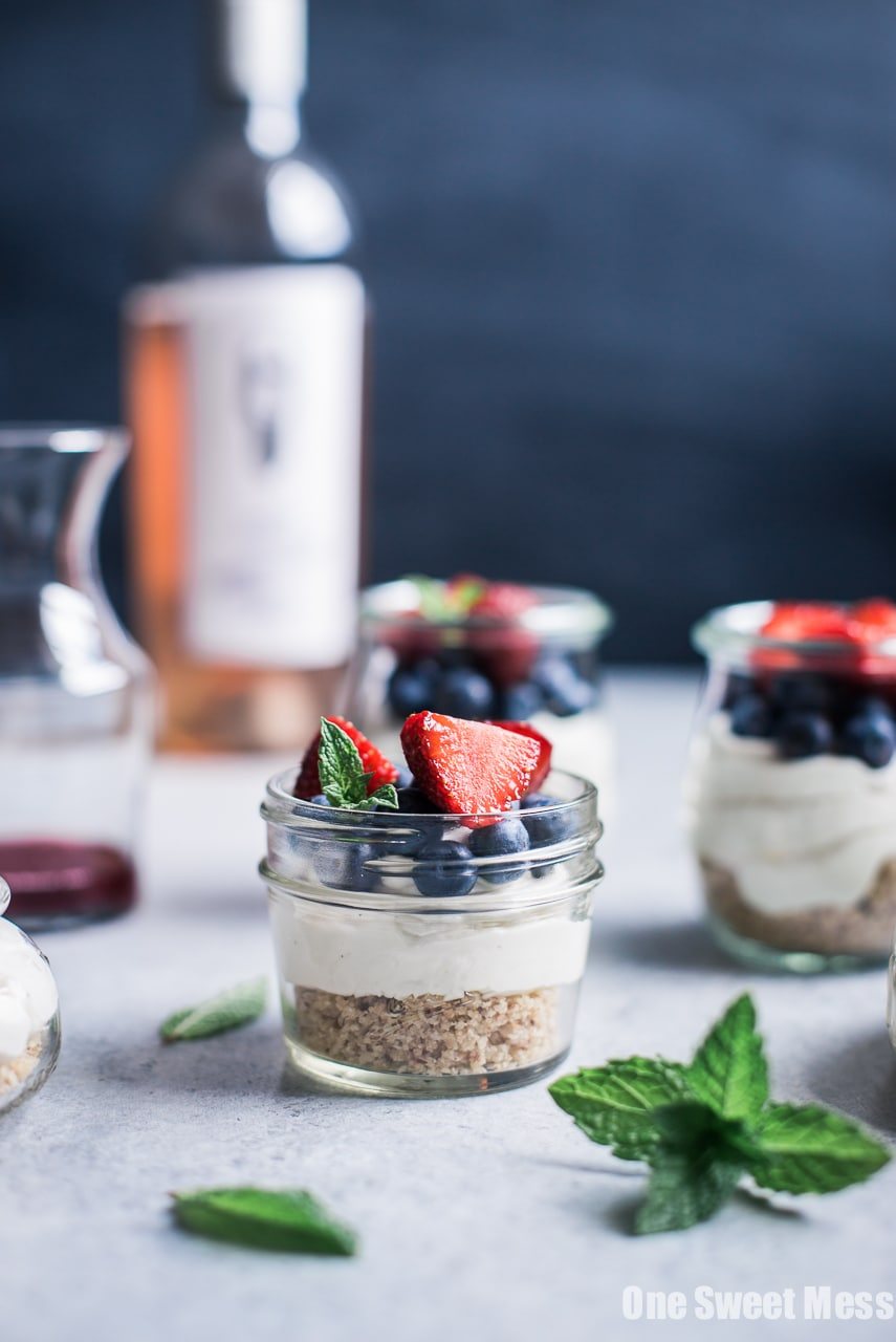No-Bake Lemon Cheesecake with Rosé Glazed Berries
