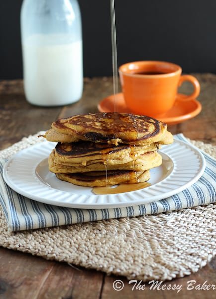 Orange Pumpkin Pancakes {www.themessybakerblog.com}-4680