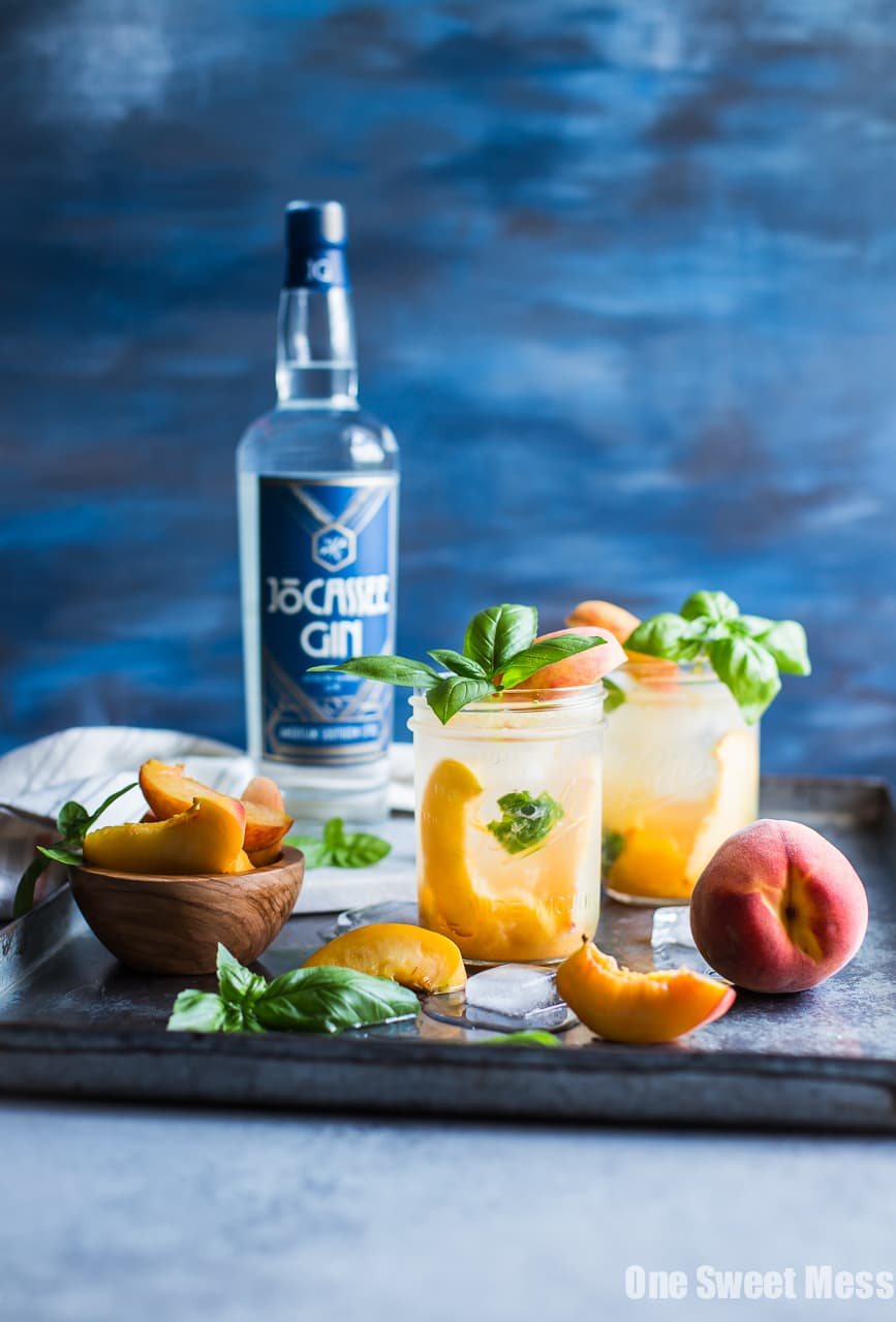 Peach Basil Gin Fizz