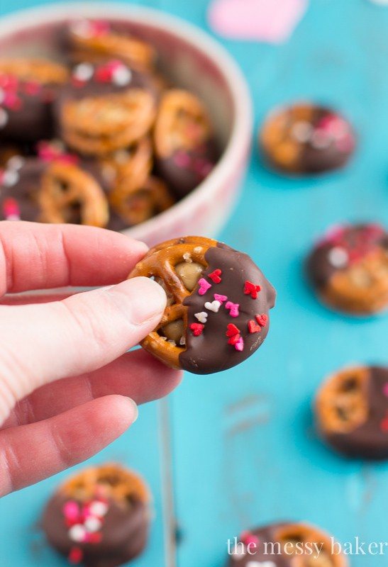 Peanut Butter Stuffed Chocolate Covered Pretzels