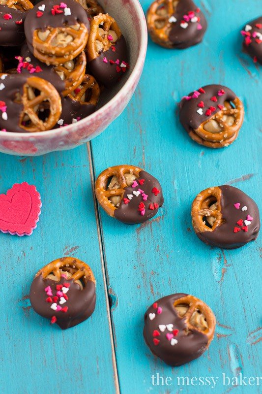 Peanut Butter Stuffed Chocolate Covered Pretzels