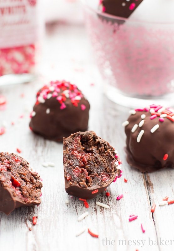 Chocolate Covered Cherry Brownie Truffles