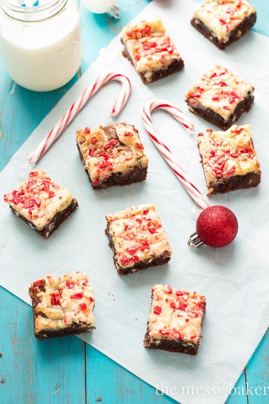 Peppermint Cheesecake Swirl Brownies | www.themessybakerblog.com