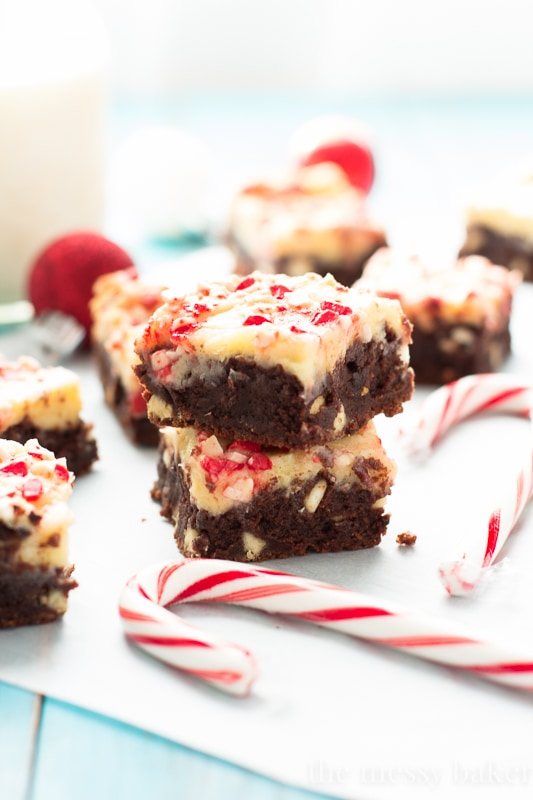 Peppermint Cheesecake Swirl Brownies | www.themessybakerblog.com