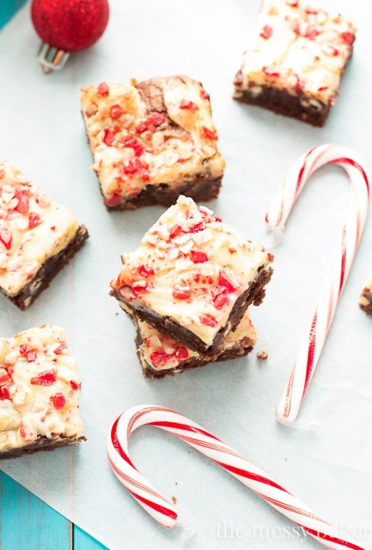 Peppermint Cheesecake Swirl Brownies | www.themessybakerblog.com