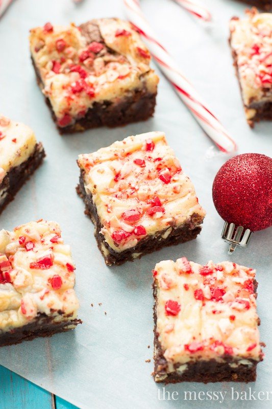 Peppermint Cheesecake Swirl Brownies | www.themessybakerblog.com