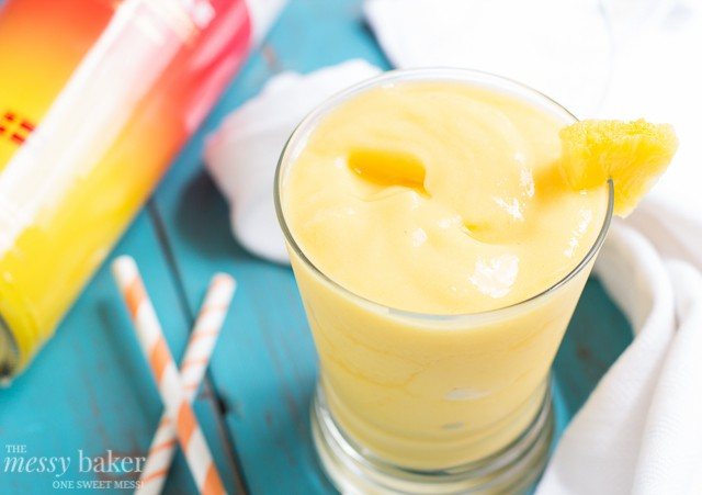 Pineapple Mango Slush Cocktail | www.themessybakerblog.com