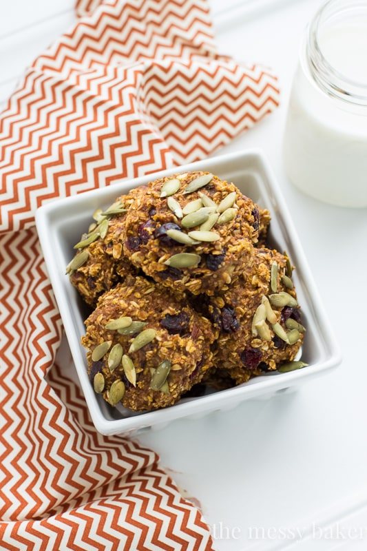 Pumpkin Banana Breakfast Cookies {Gluten-Free + Vegan} | www.themessybakerblog.com