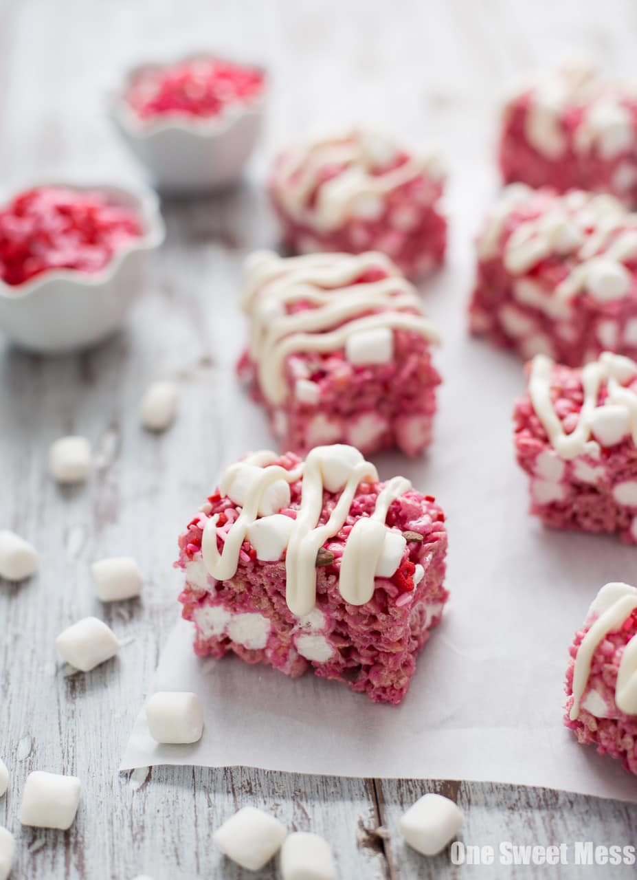 Red Velvet Rice Krispie Treats with Cream Cheese Glaze